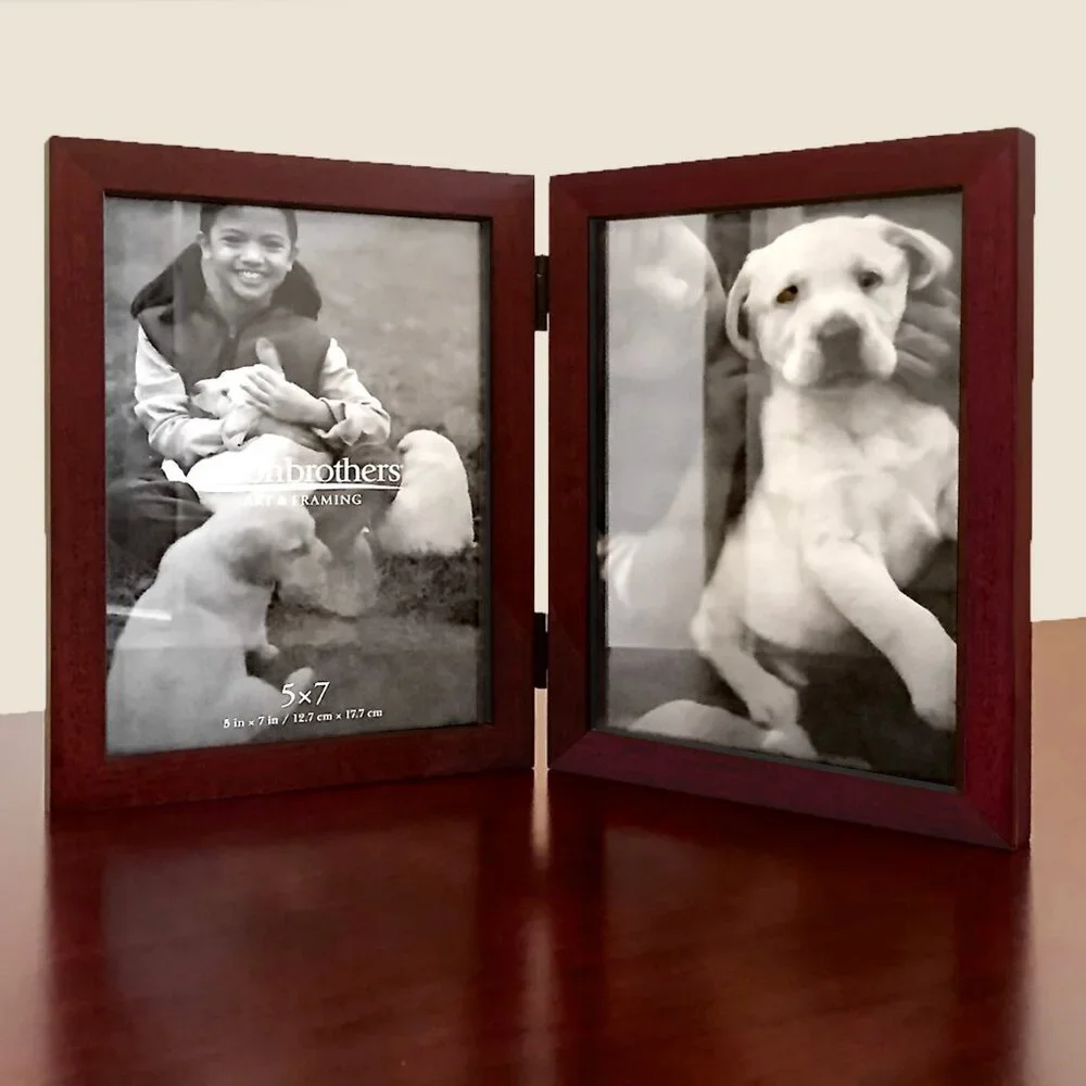 EUC Aaron Brothers Signature Wood Double 5 x 7 Frame - Coffee Bean